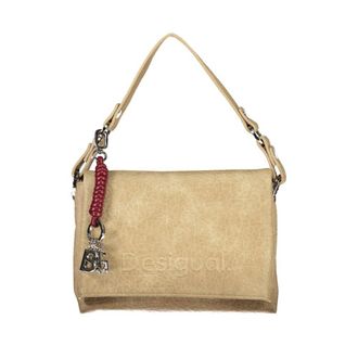 Desigual Beige Polyurethane Womens Bag with Removable Strap and Womens Compartments