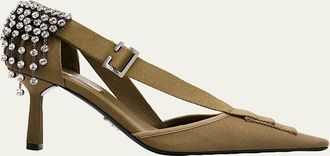 Prada 75mm Embellished Canvas Pumps