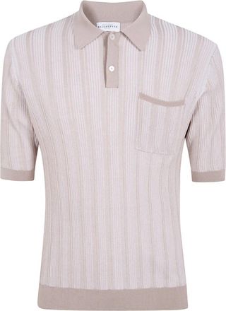 Ballantyne Gestreept poloshirt met zak - Heren - Polos - Wit - 2XL - Katoen - Tops