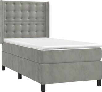 vidaXL Vidaxl - Cama Box Spring Con Colch&oacute;n Terciopelo Gris Claro 100x200 Cm