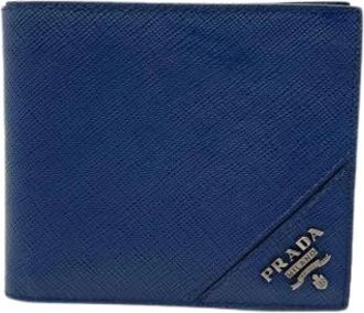 Prada Pre-owned 2M0513 Bill Wallet - Heren - Vintage Accessoires - Blauw - ONE Size - Leer - Vintage