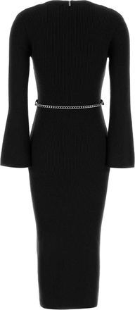 Michael Kors Womens Bell Dress Black Wool Nylon Elastane