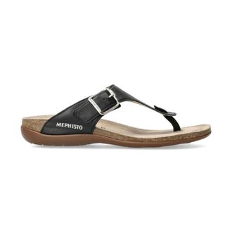 Mephisto Zwarte damessandaal Alinda collectie - Dames - Slippers - Zwart - 35 EU - Leer - Schoenen
