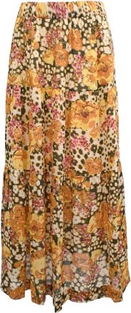 BA&SH Ba & Sh Diary Floral-Print Midi Skirt in Multicolor Cotton