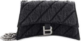 Balenciaga Crush Chain Flap Bag Quilted Denim Small shoulder bag - Zwart