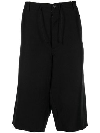 Maison Margiela drop-crotch four-stitch shorts - men - Cupro/Viscose/Linen/Flax - 46 - Black