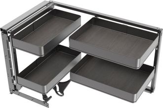 Emuca Emuca Rinconero Extra&iacute;ble Harmony Para Muebles De Cocina, Izquierda, Acero Y Madera, Gris Antracita