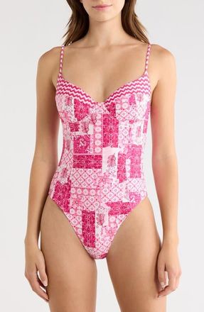 Ramy Brook Jayda Print Underwire One-Piece Swimsuit in Radiant Pink Combo at Nordstrom, Size X-Small