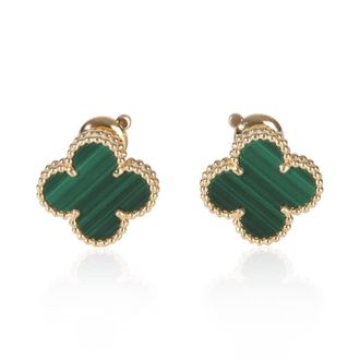 Van Cleef & Arpels Pre-Owned Van Cleef & Arpels Yellow Gold Malachite Vintage Alhambra Earrings