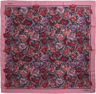 Valentino Garavani Apr&egrave;s LHiver Poppy Print Silk Square Scarf in Blue/Pink at Nordstrom