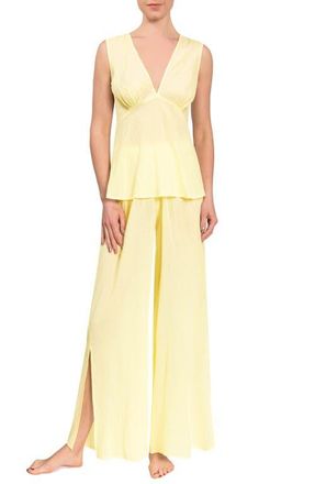 Everyday Ritual Deep V Wide Leg Pajamas in Limoncello at Nordstrom, Size Xx-Large