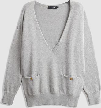 Jeanne Vouland Pull Nacy V Drop Maille Gris Clair