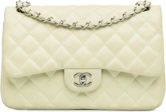 Chanel Off White Caviar Leather Jumbo Double Flap Bag