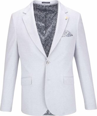 Guide London Mens Lined Cotton Linen Blazer In Light Blue