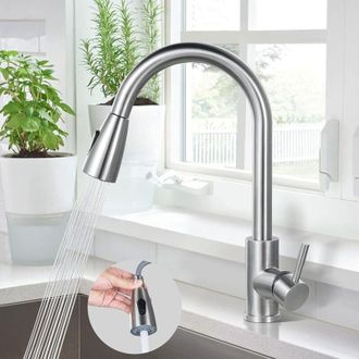 OEM Grifo Mezclador De Cocina De Acero Inoxidable 304 - Cabezal Rociador Extra&iacute;ble De 46 Cm - Ca&ntilde;o Giratorio De 360&deg; - Ahorro De Agua De Hasta Un 30 %
