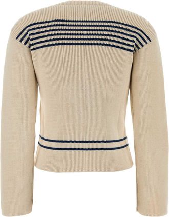 Balenciaga Womens Boatneck Sweater Beige Cotton