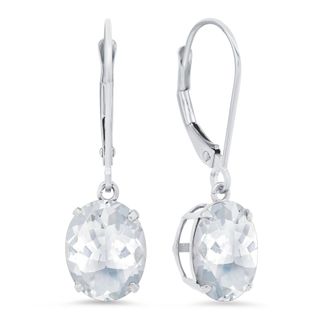 MAX + STONE Sterling Silver Oval Gemstone Dangle Earrings