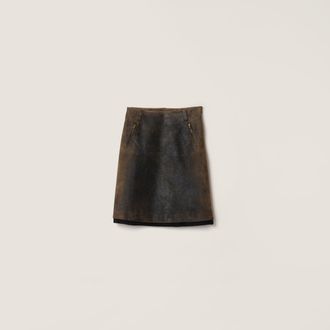 Miu Miu Waxed suede leather skirt