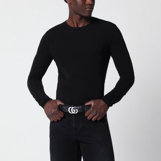 Gucci Maglia girocollo nera in misto viscosa