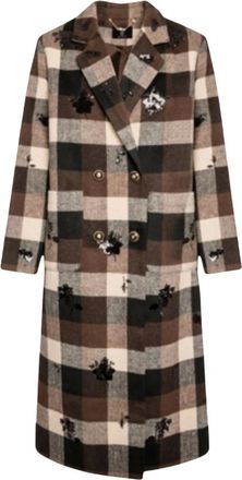 Fracomina Abrigo Largo de Cuadros - Coats - Mujer - Marr&oacute;n - M
