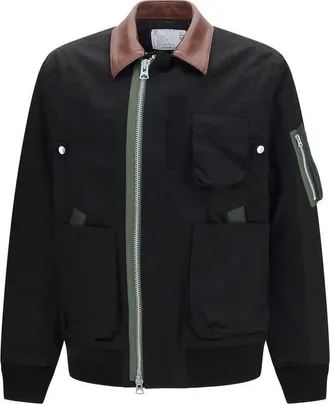sacai Black Cotton Mens Bomber