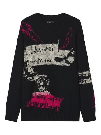 Yohji Yamamoto intarsia-pattern wool sweater - women - Wool - 2 - Black
