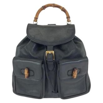 Gucci Zaino Pre-owned in Pelle e Bamboo - - Pre-owned - Donna - Nero - ONE SIZE