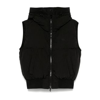 Diesel Quilted Hooded Down Jacket Vest - female - Diesel - Waistcoats - Black - XS - Jackets
