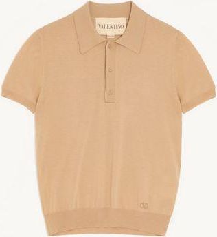 Valentino Polo Valentino in lana con ricamo VLogo Uomo BEIGE 3XL