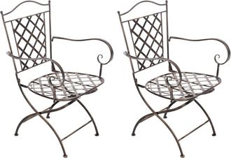 Clp Set 2 sillas de exterior con reposabrazos en Metal Bronce