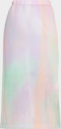 Lafayette 148 New York Aurora-Print Straight Midi Skirt