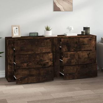 Berkfield Home Sideboards 2 pcs Smoked Oak Engineered Wood in Brown