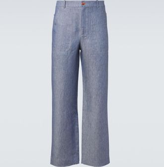 God's True Cashmere Linen denim straight pants with carnelian