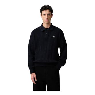 Lacoste Gebreide trui met polokraag - Heren - Truien - Blauw - Maat: L Katoen