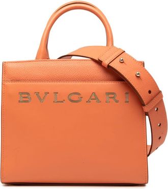 Bulgari Pre-owned Bvlgari Smooth and Pebbled Calfskin Logo Tote Ladies XKJ6RJAER2EJPWP4