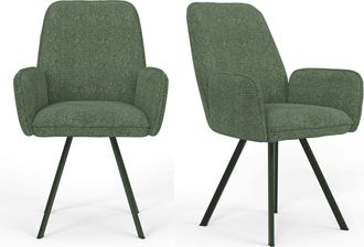 HOME AFFAIRE Armlehnstuhl »Mily Esszimmerstuhl, Polstersessel, Wohnstuhl, Essstuhl mit Armlehnen« (Set) 2 Stk.mit schwarz pulverbeschichteten Metallbeinen, gepolst