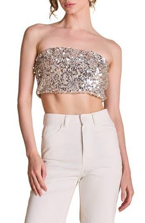 endless rose Bead & Sequin Tube Top in Beige/Silver at Nordstrom Rack, Size X-Small