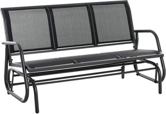 OUTSUNNY 3-Seat Glider Rocking Chair for 3 People Garden Bench Black