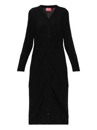 Diesel button V-neck dress - women - Wool - S - Black