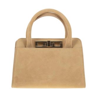 Fabiana Filippi Kleine Handtas met Metalen Accessoire - Dames - Handtassen - Beige - ONE Size - Su&egrave;de - Tassen