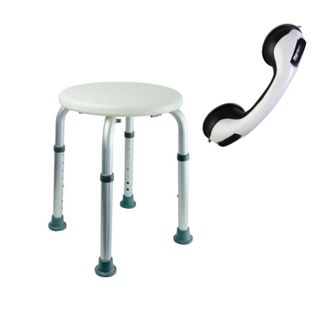 Pellet Pellet - Taburete De Ducha Pmr Essentiel Redondo Regulable En Altura + Barra Con Ventosa Pmr 30 Cm