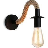 OEM Aplique De Pared E27 De Cuerda De C&aacute;&ntilde;amo Vintage, Estilo Industrial, Ideal Para Un Loft, Pasillo O Dormitorio, 110/220v 60w, Negro - Crezuo