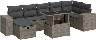 vidaXL Juego De Sof&aacute;s Jard&iacute;n Con Cojines 5 Pzas Rat&aacute;n Sint&eacute;tico Gris Vidaxl