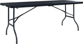 vidaXL Vidaxl - Mesa de jardín plegable imitación ratán hdpe negro 180x75x72 cm