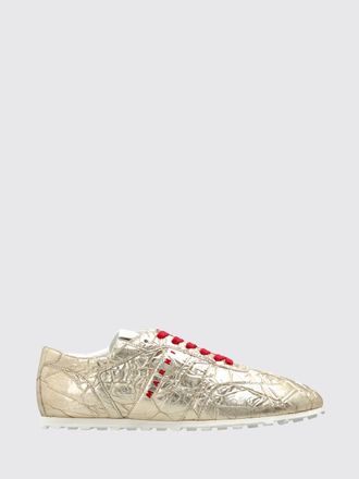 Marni Crackled Leather Low Top Sneakers with Notched Sole