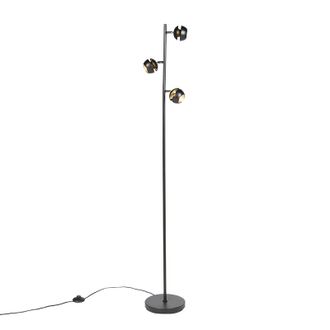 QAZQA Lampada Da Terra Buell - Moderno - Acciaio - Nero/oro - Sfera/tondo/oblungo Max. 3 X Watt - Qazqa