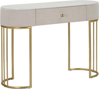 Dmora Dmora - Consola Abstraktes, Mesa Multiusos, Gabinete De Soporte, Escritorio De Pasillo, 100x40 H75 Cm, Crema Y Blanco