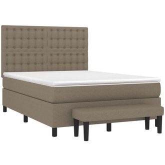 vidaXL Vidaxl - Cama Box Spring Con Colch&oacute;n Tela Gris Taupe 140x200 Cm