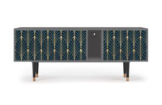 StoryZ Mueble de TV azul y amarillo 2 cajones y 2 puertas L 170 cm