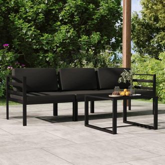 vidaXL Set Muebles De Jard&iacute;n 4 Pzas Y Cojines Aluminio Gris Antracita Vidaxl